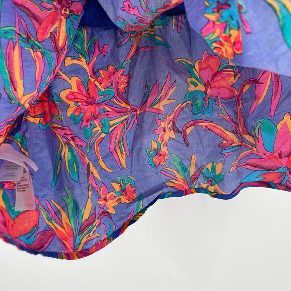 J.CREW FACTORY Tank Top Size 14 Blue Floral Tropical Tie Back Strappy Summer - Picture 12 of 16